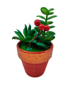 Tradineur - Plantas navideñas artificiales con maceta - Maceta de cerámica - decoración para temporada navideña - Ø 7 x 12 cm - Modelo Surtido