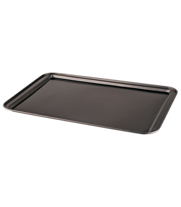 Tradineur - Bandeja de horno llana galletera de acero antiadherente, soporta hasta 250 ºC, apta para lavavajillas (Gris, 42 x 28,5 x 1,8 cm)