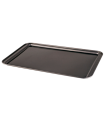 Tradineur - Bandeja de horno llana galletera de acero antiadherente, soporta hasta 250 ºC, apta para lavavajillas (Gris, 42 x 28,5 x 1,8 cm)