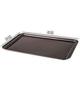 Tradineur - Bandeja de horno llana galletera de acero antiadherente, soporta hasta 250 ºC, apta para lavavajillas (Gris, 42 x 28,5 x 1,8 cm)