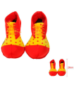 Tradineur - Zapatos de payaso infantiles con lunares, accesorios para disfraz, carnaval, Halloween, cosplay, circo, fiestas, cumpleaños, niños, talla única, rojo y amarillo