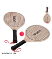 Tradineur - Set de palas de playa, modelo Sports, madera, incluye pelota, superficie con agujeros, mango forrado, raquetas, deporte, aire libre, 44 x 21 cm