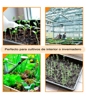 Tradineur - Pack de 5 bandejas de plástico para cultivos, bandejas de germinación, semillero, crecimiento, propagación, semillas, inicio de plántulas, siembra (Negro - 35 x 23 cm)