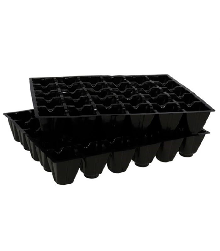 Tradineur - Pack de 3 semilleros de plástico, 30 plantas, bandejas de germinación con agujeros, crecimiento, propagación, cultivos (Negro - 34 x 28 cm)