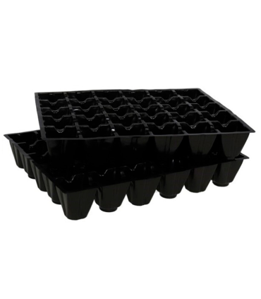 Tradineur - Pack de 3 semilleros de plástico, 30 plantas, bandejas de germinación con agujeros, crecimiento, propagación, cultivos (Negro - 34 x 28 cm)