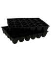 Tradineur - Pack de 3 semilleros de plástico, 30 plantas, bandejas de germinación con agujeros, crecimiento, propagación, cultivos (Negro - 34 x 28 cm)