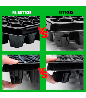 Tradineur - Pack de 3 semilleros de plástico, 30 plantas, bandejas de germinación con agujeros, crecimiento, propagación, cultivos (Negro - 34 x 28 cm)