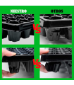 Tradineur - Pack de 3 semilleros de plástico, 30 plantas, bandejas de germinación con agujeros, crecimiento, propagación, cultivos (Negro - 34 x 28 cm)