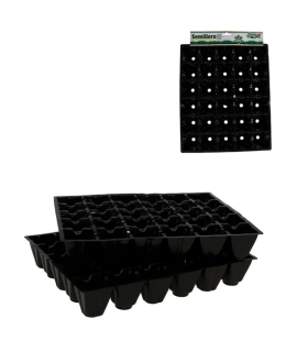 Tradineur - Pack de 3 semilleros de plástico, 30 plantas, bandejas de germinación con agujeros, crecimiento, propagación, cultivos (Negro - 34 x 28 cm)