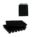 Tradineur - Pack de 3 semilleros de plástico, 30 plantas, bandejas de germinación con agujeros, crecimiento, propagación, cultivos (Negro - 34 x 28 cm)