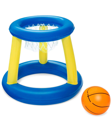 Tradineur - Canasta de baloncesto hinchable con pelota para piscina, juego de basket flotante, deportes acuáticos, familia, amigos, diámetro 61 cm