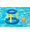 Tradineur - Canasta de baloncesto hinchable con pelota para piscina, juego de basket flotante, deportes acuáticos, familia, amigos, diámetro 61 cm