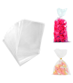 Tradineur - 3 paquetes de 36 bolsas transparentes de plástico para caramelos, envolver galletas, chuches, fiestas, cumpleaños, regalos (Total 108 bolsas - 10 x 20 cm)