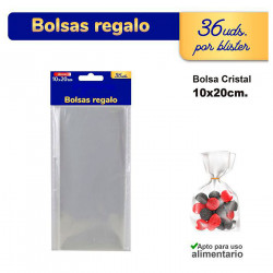 Tradineur - 3 paquetes de 36 bolsas transparentes de plástico para caramelos, envolver galletas, chuches, fiestas, cumpleaños, r