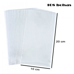 Tradineur - 3 paquetes de 36 bolsas transparentes de plástico para caramelos, envolver galletas, chuches, fiestas, cumpleaños, r