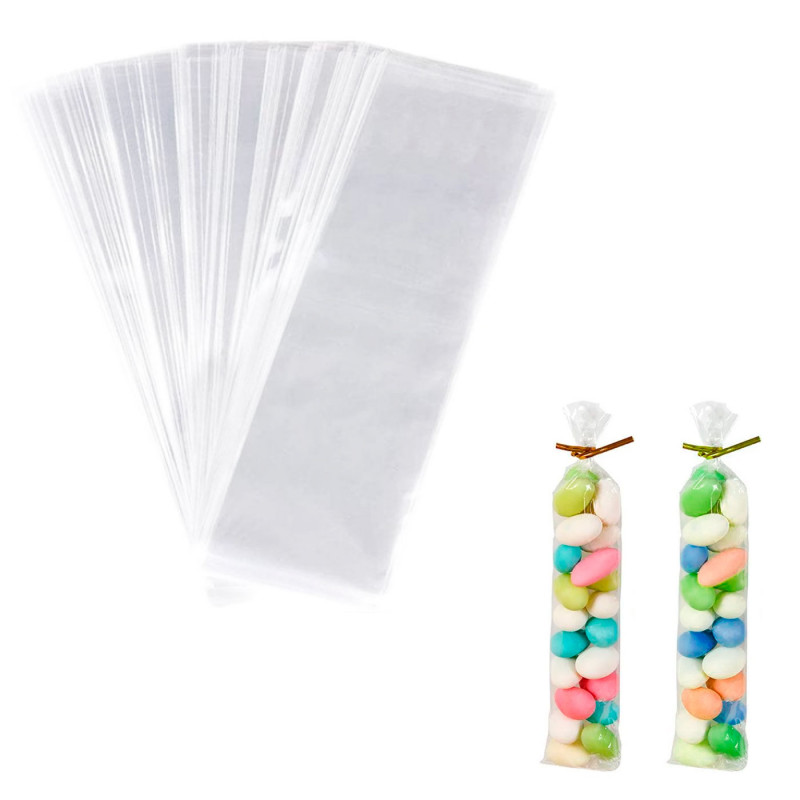 Tradineur - 3 paquetes de 36 bolsas transparentes de plástico para caramelos, envolver galletas, chuches, fiestas, cumpleaños, r Tradineur - 3 paquetes de 36 bolsas transparentes de plástico para caramelos, envolver galletas, chuches, fiestas, cumpleaños, r