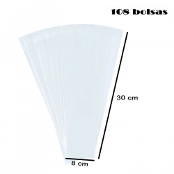 Tradineur - 3 paquetes de 36 bolsas transparentes de plástico para caramelos, envolver galletas, chuches, fiestas, cumpleaños, r
