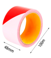 Tradineur - Cinta de señalización, advertencia, rollo de cinta de balizamiento no adhesiva, delimitar espacios, seguridad, obras (Franjas rojas y blancas, 4,8 cm x 100 m)