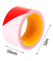 Tradineur - Cinta de advertencia no adhesiva, rollo de cinta de señalización, balizamiento, delimitar espacios, seguridad, obras (Franjas rojas y blancas - 5 cm x 50 m)
