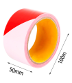 Tradineur - Cinta de advertencia no adhesiva, rollo de cinta de señalización, balizamiento, delimitar espacios, seguridad, obras (Franjas rojas y blancas - 5 cm x 100 m)