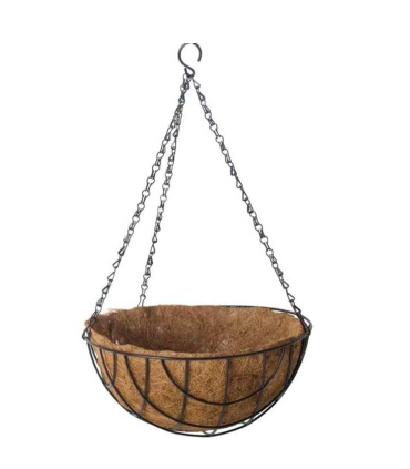 Tradineur - Macetero de coco colgante, 30 cm diámetro, cesta, maceta colgante con cadena y gancho, decoración hogar, terraza, balcón, patio, jardín