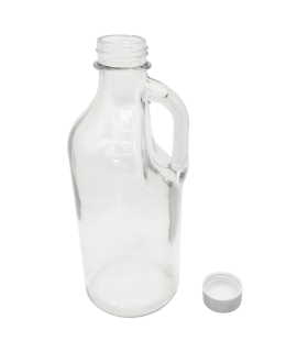 Botella de cristal con asa 1000 ml, tapa de rosca de plástico y metal, jarra dispensadora 24,7 x 9,5 cm para agua fría o caliente, bebidas, té helado, limonada, frigorífico, camping