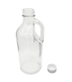 Botella de cristal con asa 1000 ml, tapa de rosca de plástico y metal, jarra dispensadora 24,7 x 9,5 cm para agua fría o caliente, bebidas, té helado, limonada, frigorífico, camping