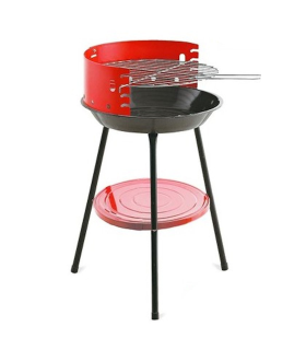 Tradineur - Barbacoa redonda de acero con patas desmontables, parrilla con grill regulable por niveles, carbón, leña, jardín, camping, Ø 36 cm