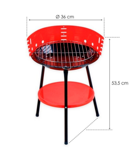 Tradineur - Barbacoa redonda de acero con patas desmontables, parrilla con grill regulable por niveles, carbón, leña, jardín, camping, Ø 36 cm