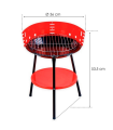 Tradineur - Barbacoa redonda de acero con patas desmontables, parrilla con grill regulable por niveles, carbón, leña, jardín, camping, Ø 36 cm