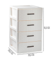 Tradineur - Cajonera de ordenación Rattan de plástico - 4 cajones - Torre de almacenaje multiusos, organizador auxiliar, almacenamiento, baño - 61,5 x 39,5 x 36,5 cm - Color Blanco Roto