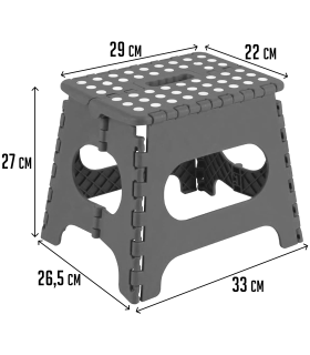 Tradineur - Taburete plegable pequeño de pvc, 27 cm de altura, antideslizante, multiusos, color surtido (blanco,negro,gris)