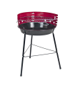 Barbacoa de Hierro Redonda, Color Rojo y Negro, de 33 cm de diámetro y 53 cm de Altura. Parrilla Especial para carbón para Realizar Comidas. Asador con Patas para Exteriores e Interiores