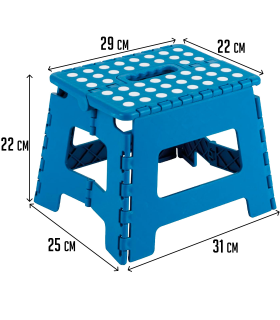 Tradineur - Taburete infantil plegable, plástico, banqueta, asiento multiusos de pvc resistente, niños, escuela, guardería, hogar, 22 x 29 x 22 cm, color aleatorio