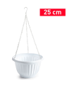 Tradineur - Maceta redonda colgante de plástico, tiesto, macetero, recipiente para plantas, flores, balcón, terraza, hogar, fabricada en España (Blanco, 25 x 15 cm)