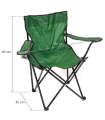 Tradineur - Silla de camping plegable con reposabrazos y portavasos, acero y poliéster, incluye bolsa de transporte, máximo 90 kg, acampada, pesca, jardín (Verde - 80 x 80 x 45 cm)