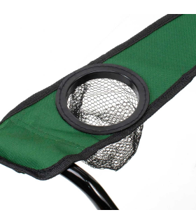 Tradineur - Silla de camping plegable con reposabrazos y portavasos, acero y poliéster, incluye bolsa de transporte, máximo 90 kg, acampada, pesca, jardín (Verde - 80 x 80 x 45 cm)