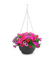 Tradineur - Maceta redonda colgante, plástico, macetero, tiesto, recipiente para plantas, flores, balcón, terraza, hogar, fabricada en España (Antracita - 25 x 15 cm)