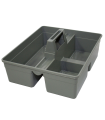 Bandeja de plástico de color gris para guardar utensilios de limpieza, de 11x 38 x 32,5 cm. Caja almacenamiento para trabajos de limpieza.