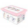 Tradineur - Caja de plástico con tapa y cierres laterales clip, cajón de almacenaje multiusos, ordenación, objetos, hogar, fabri