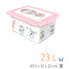 Tradineur - Caja de plástico con tapa y cierres laterales clip, cajón de almacenaje multiusos, ordenación, objetos, hogar, fabri