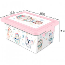 Tradineur - Caja de plástico con tapa y cierres laterales clip, cajón de almacenaje multiusos, ordenación, objetos, hogar, fabri