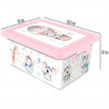 Tradineur - Caja de plástico con tapa y cierres laterales clip, cajón de almacenaje multiusos, ordenación, objetos, hogar, fabri