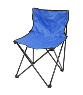 Tradineur - Silla de camping plegable sin reposabrazos, metal y lona, incluye bolsa, máximo 110 kg, acampada, pescar, jardín (Azul, 70 x 45 x 45 cm)