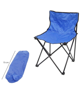 Tradineur - Silla de camping plegable sin reposabrazos, metal y lona, incluye bolsa, máximo 110 kg, acampada, pescar, jardín (Azul, 70 x 45 x 45 cm)