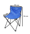 Tradineur - Silla de camping plegable sin reposabrazos, metal y lona, incluye bolsa, máximo 110 kg, acampada, pescar, jardín (Azul, 70 x 45 x 45 cm)