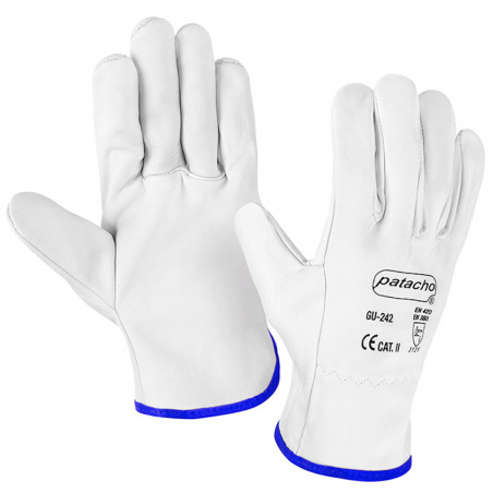 Guantes de trabajo de piel flor de vacuno, resistentes a la abrasión, protección, conductor, construcción, jardinería, adulto, g