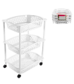 Tradineur - Carrito Verdulero con ruedas - Modelo HG - Fabricado en Plástico - Multiusos para organizar los Espacios domésticos - 3 Cestas - 61,5 x 41 x 30 cm - Color Blanco