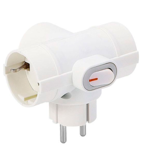 Adaptador 3 tomas schuko e interruptor de encendido, ladrón triple, enchufe múltiple de pared para oficina, hogar, 16A 250V, máx. 3680 W, color blanco