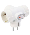 Adaptador 3 tomas schuko e interruptor de encendido, ladrón triple, enchufe múltiple de pared para oficina, hogar, 16A 250V, máx. 3680 W, color blanco